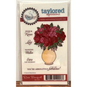 Rare Taylored Expressions Whimsical Wishes Rose Bouquet Rubber Stamp Set Of 6